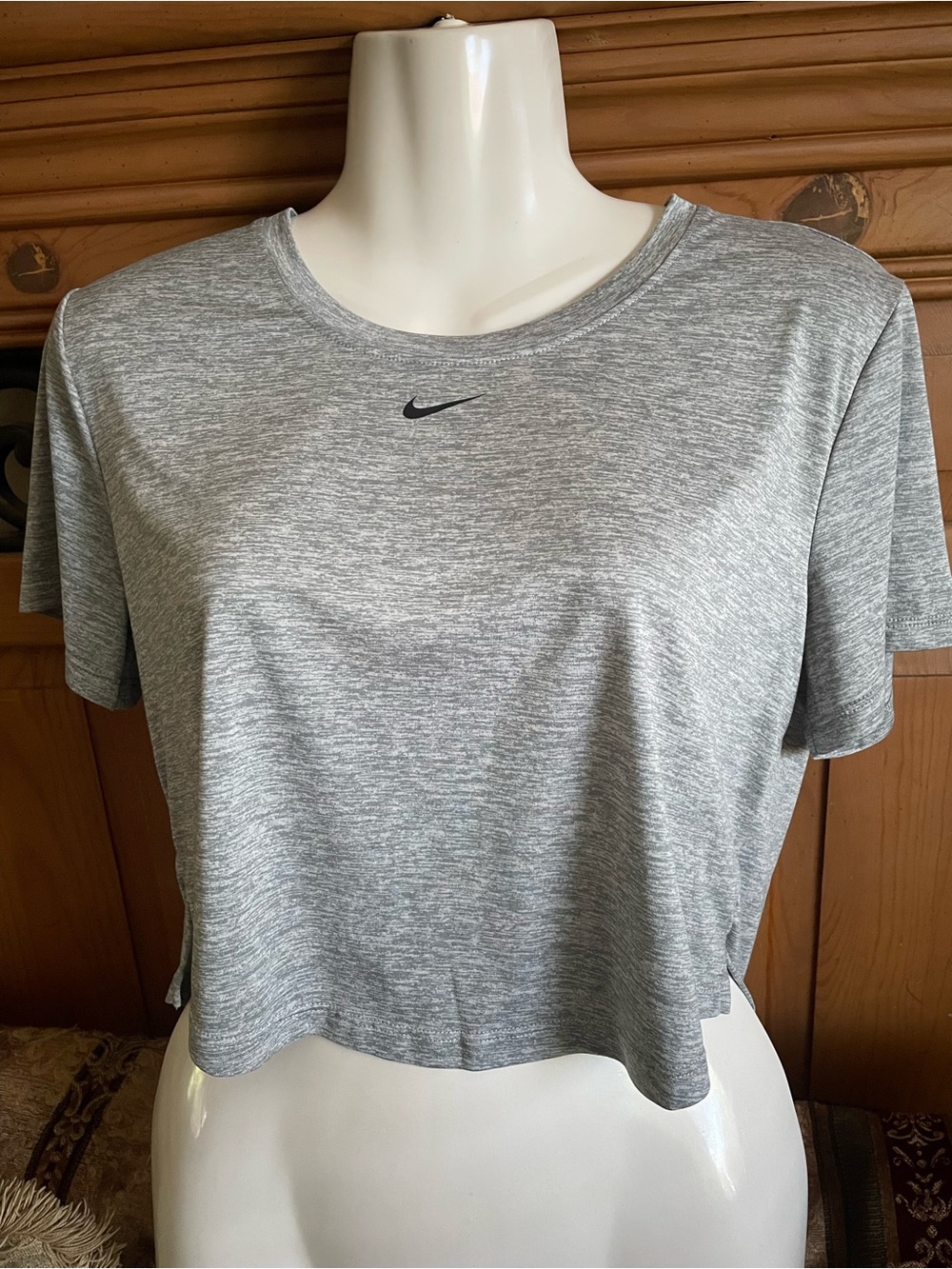 Nike Gray Heather Cropped Crewneck Top